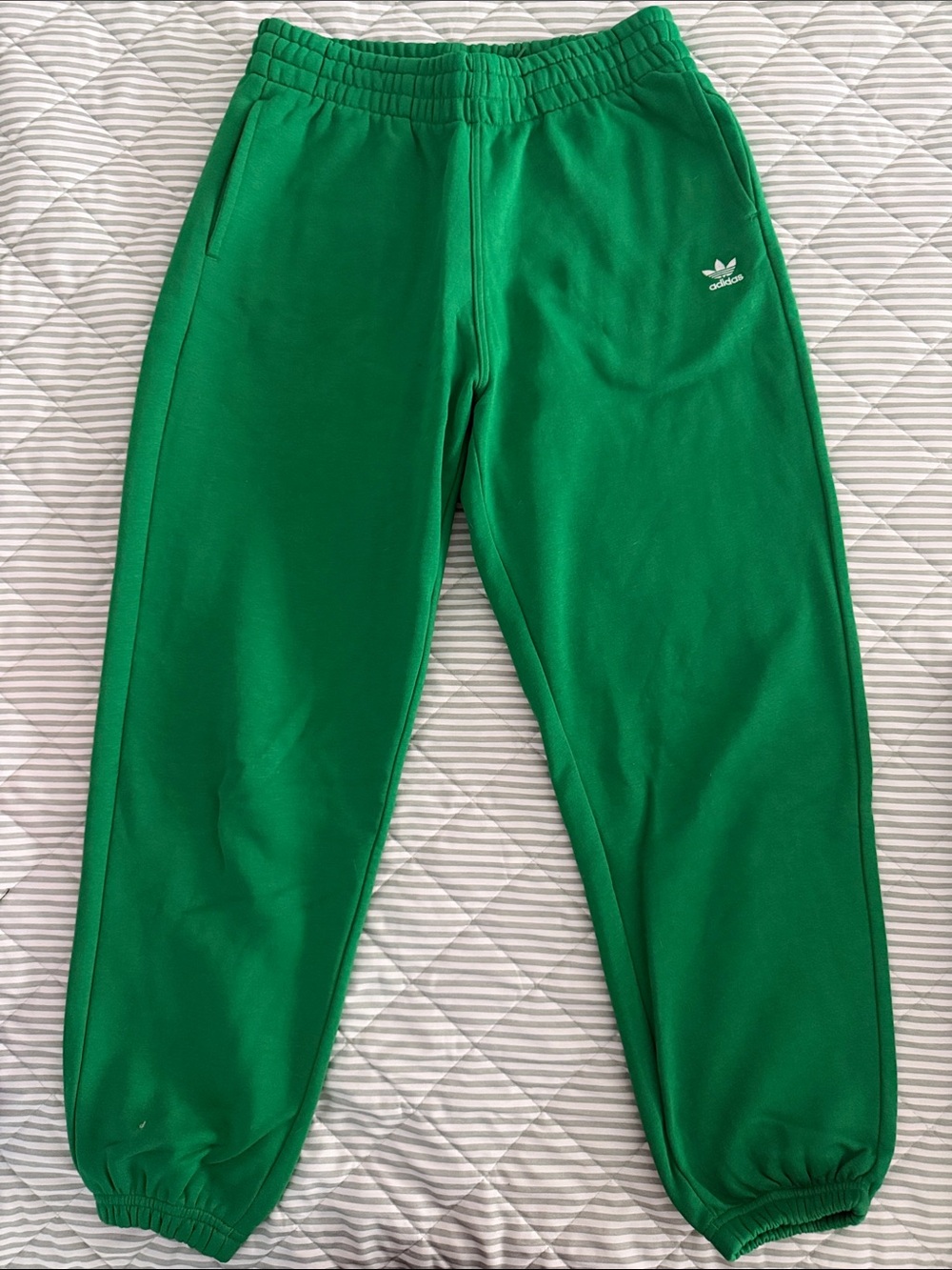 adidas Green Trefoil Joggers with Elastic Cuffs